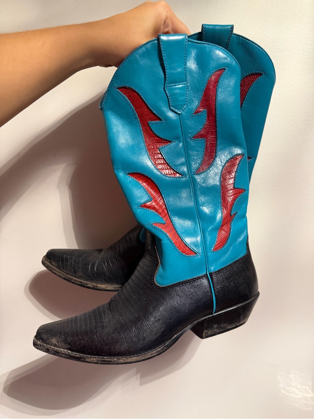 Turquoise and Red Western Cowboy Boots for Women Size 5.5-6